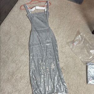 Elegant Silver Sequin Dress
